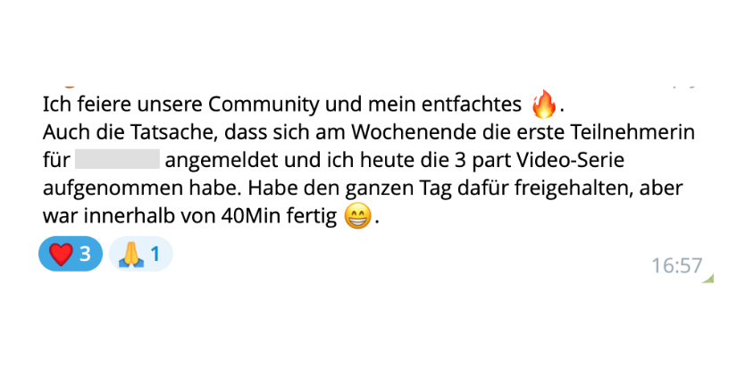 Erfolg aus dem the Society Telegram Kanal